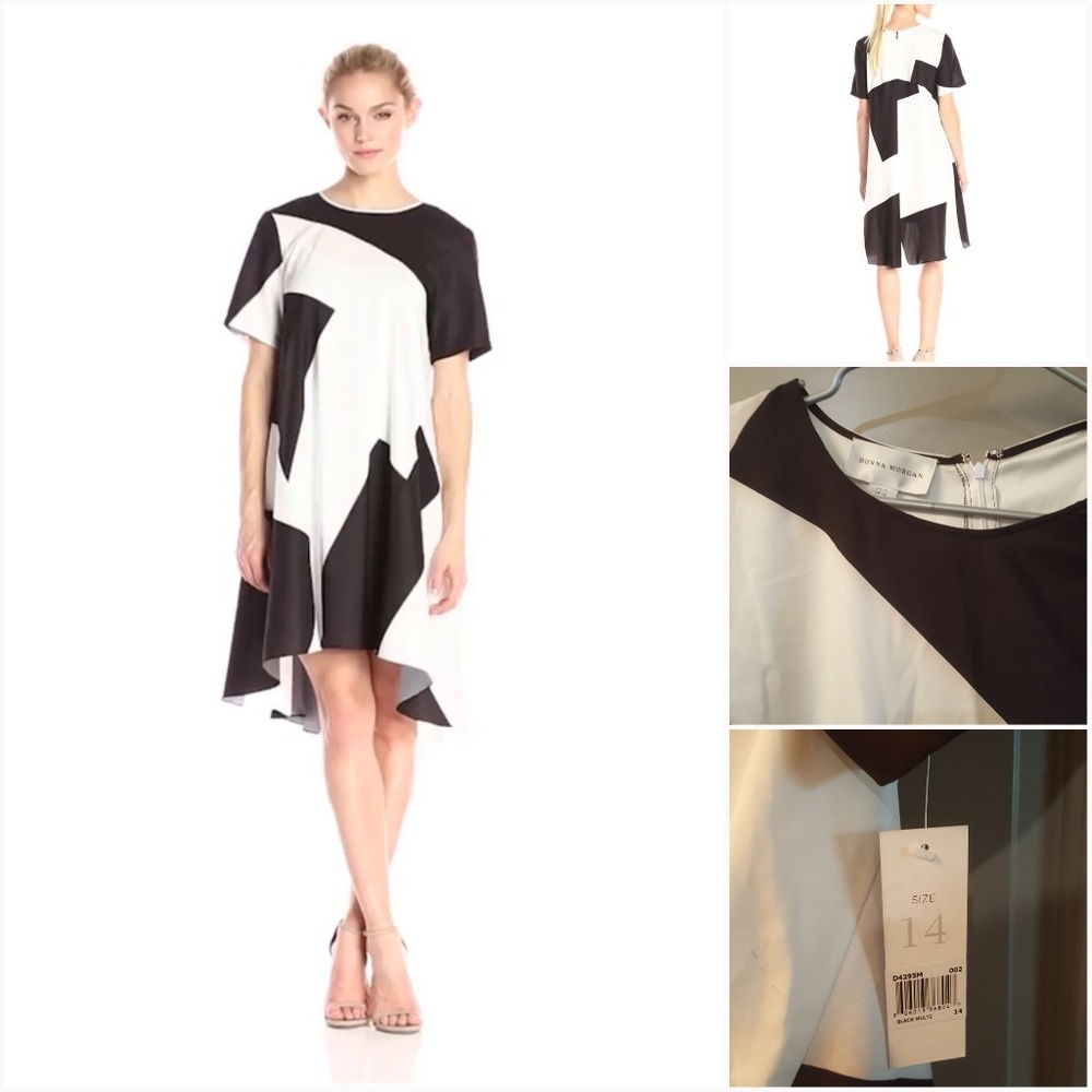 NWT Donna Morgan Charmeuse geoprint dress
